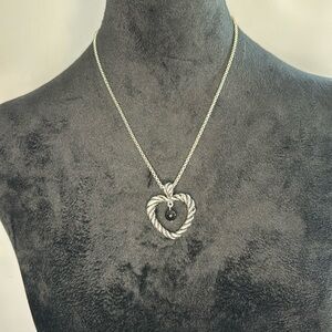 Silver & Black Heart Pendant Necklace‎